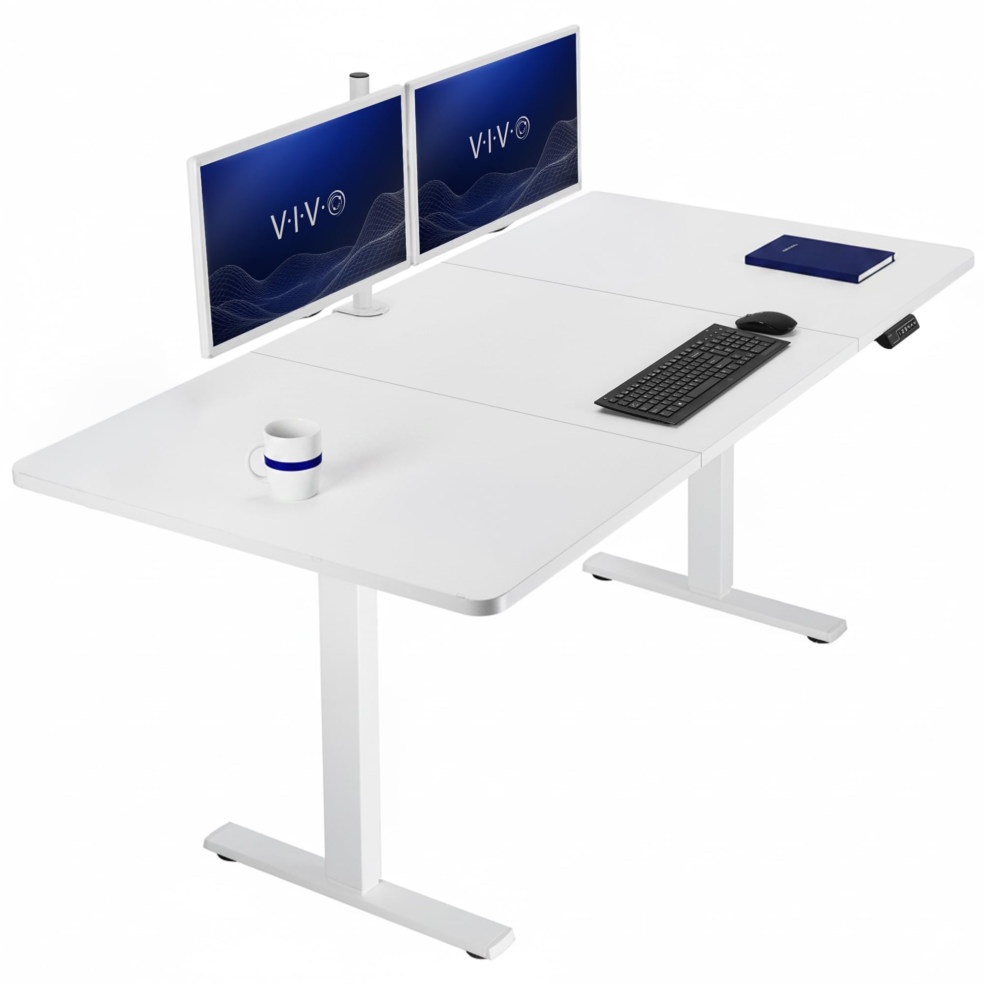 VIVO White 71 x 36 in Standing Desk, DESK-KIT-1W7W-36 | Electric, Holds 220 lbs, Sit Stand, Height Adjustable, Extra Deep Table Top, Memory Presets, 1B Series, White Frame