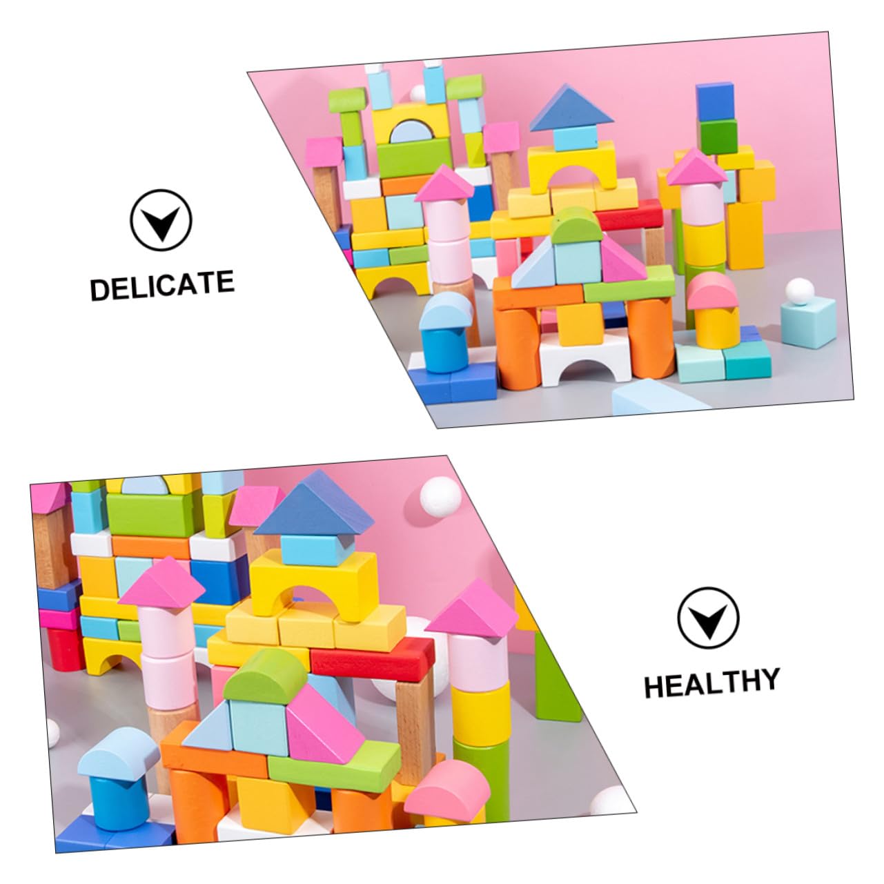 POPETPOP 100 Blocchi di Legno Colorati Educativo per Blocchi Geometrici Sicuri e Levigati per Sviluppo Cognitivo e Creatività Costruzioni in Legno e Resistente per Bambine