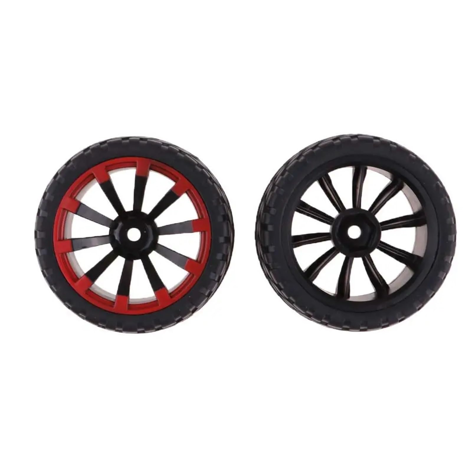 para HSP para HPI para Racing 1/10 Neumáticos Llanta Goma 12mm Hexagonal Rojo Negro 65mm Ancho Conjunto RC Coche Vehículos Todoterreno Camiones sobre Orugas RC Coche NeumáTico Piezas