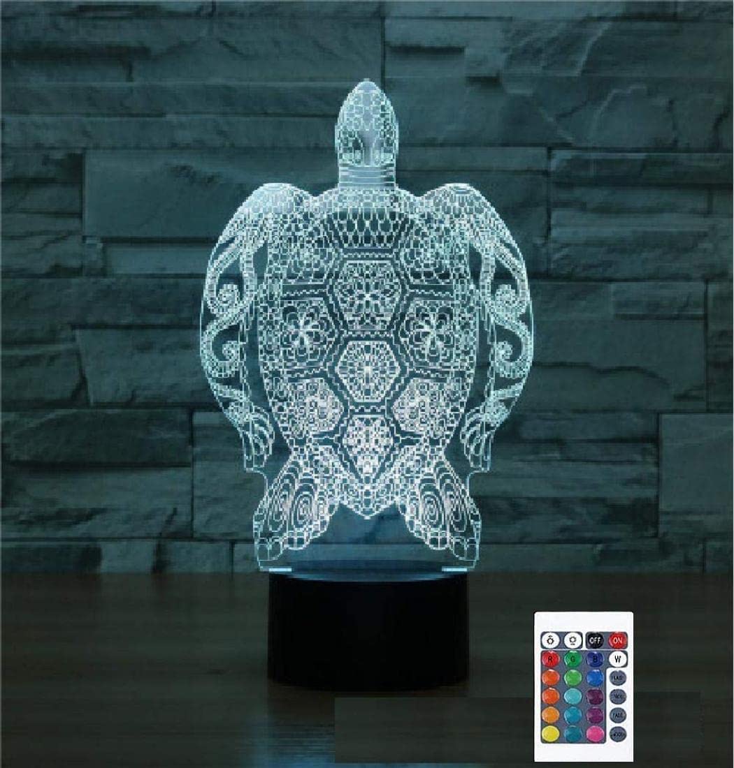FXUS 3D New Turtle Night Light 16 Color Change Remote Control Touch Switch LED Table Desk Lamp Home Decoration Toy Birthday Xmas Kid Children Gift