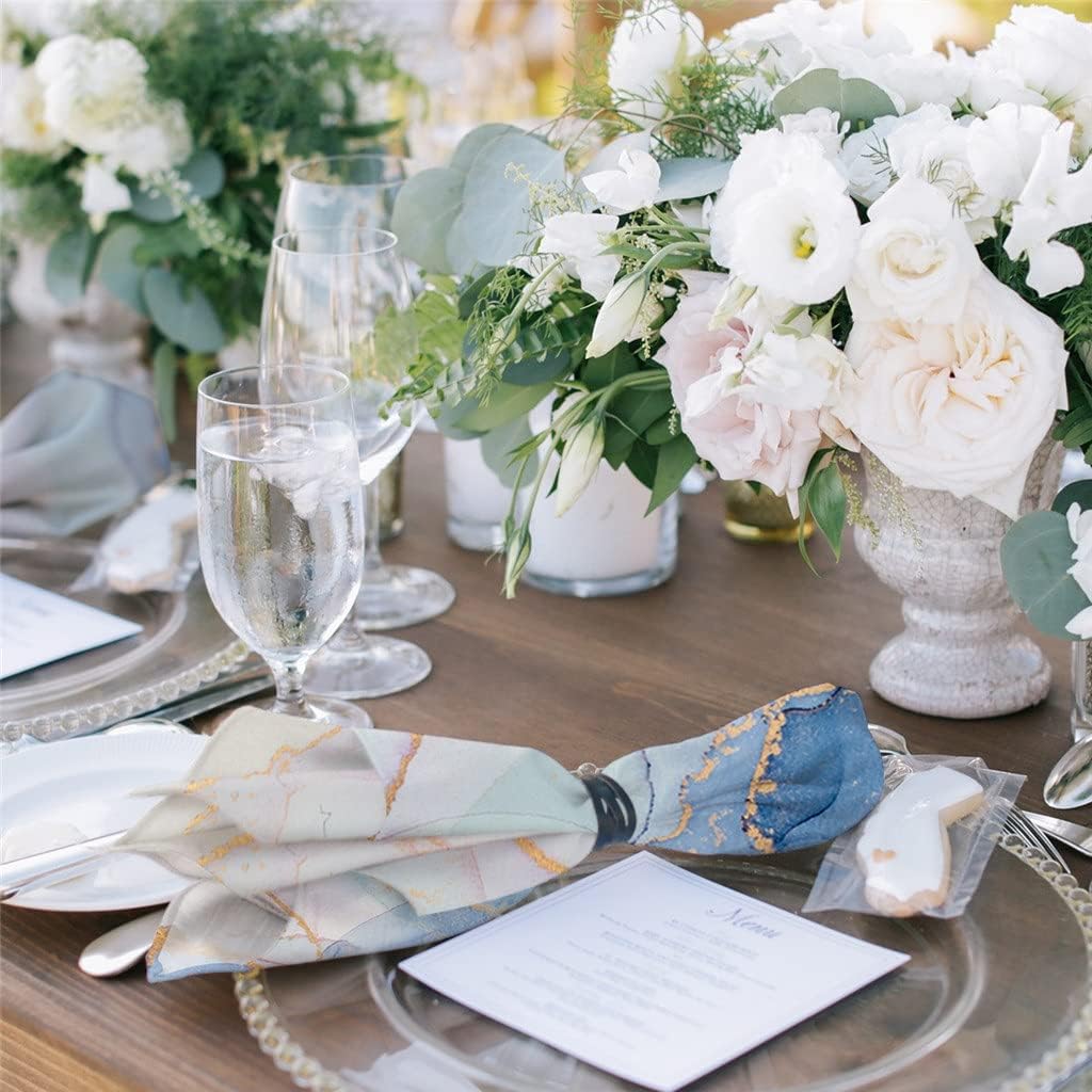 Blue Marble Napkins Cloth Set Wedding Party Table Cloth Soft Kitchen Dinner Napkins Christmas Napkins (Color : 6pcs, Size : 50x50cm) (4pcs 50x50cm)