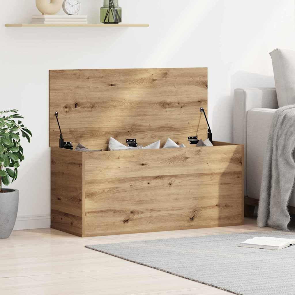 vidaXL Caja de Almacenamiento Roble Artisan 100 x 42 x 46 cm, Caja de Almacenamiento Moderna, Organizador Rectangular, Solución sin Desorden, Espacio Ample, Diseño Compacto | Suficiente lugar para todas tus cosas, Hecho de roble macizo, Acabado brillante