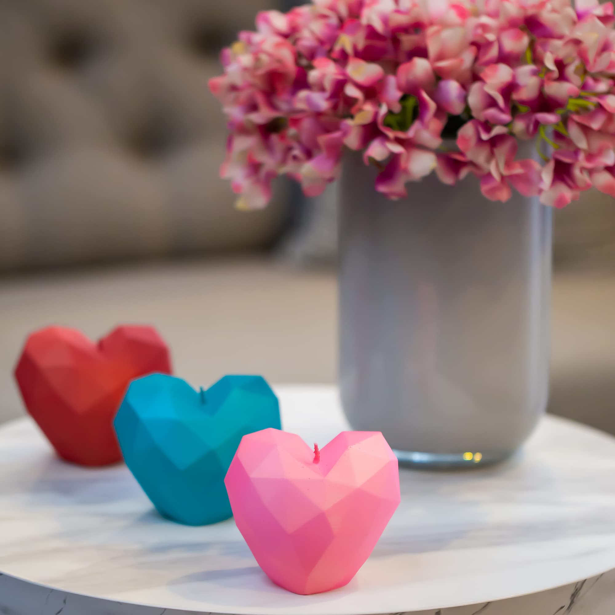 Candellana Heart Low-Poly - Świeca na walentynki - Pomysł na prezent - Świeca w kształcie serca - Romantyczna - Prezent ręcznie wykonany