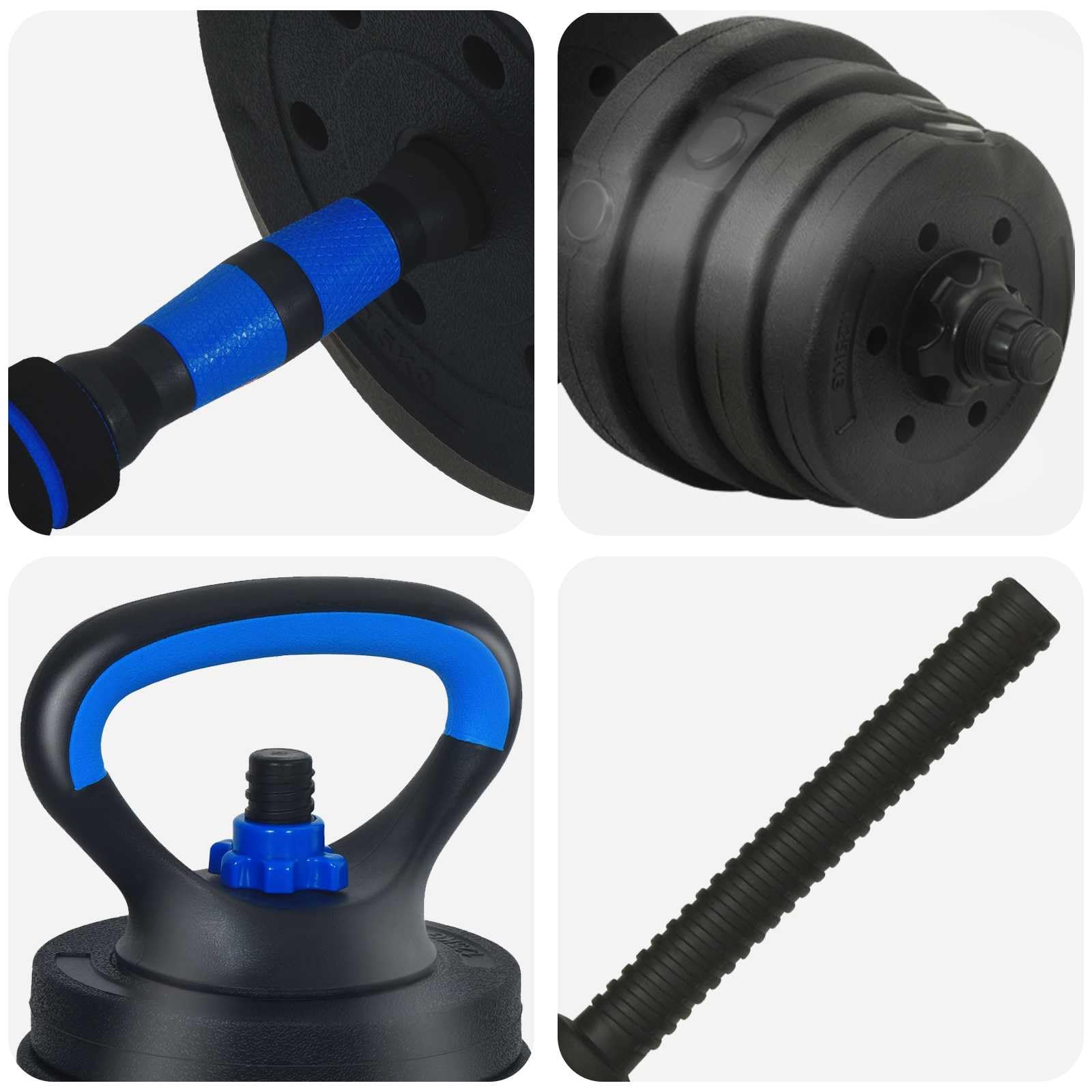 Kurzhantelset 40kg 2-in-1 verstellbar mit Verbindungsstange, Hantelset für Home Gym Training, Krafttraining Gewichte Set Schwarz Rot