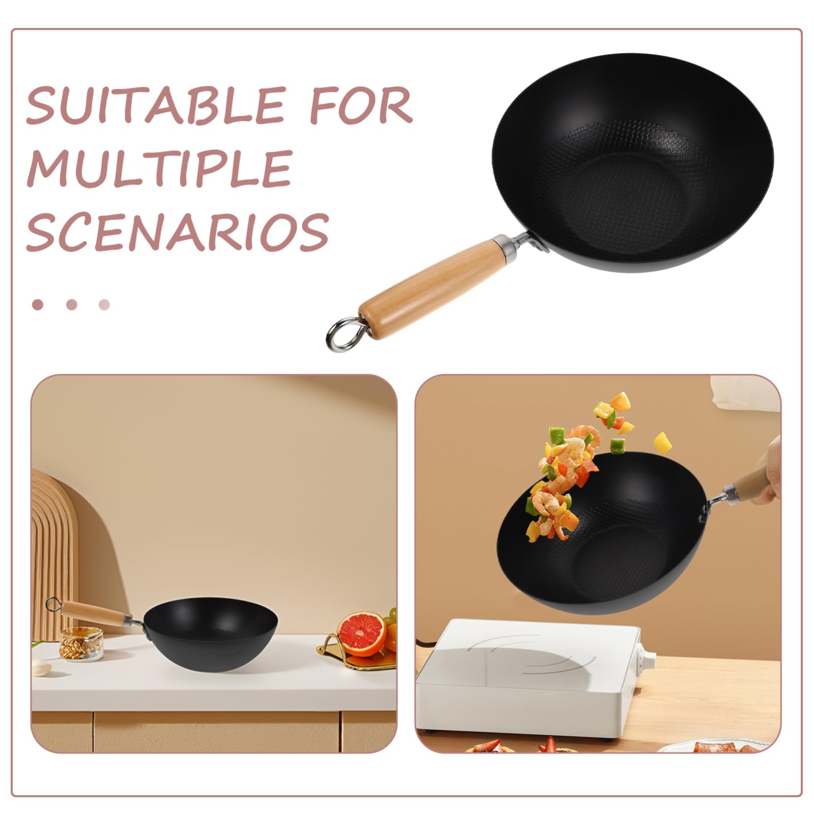 PRETYZOOM Kleiner Wok aus Schmiedeeisen, Japanische Kleiner Bratpfanne
