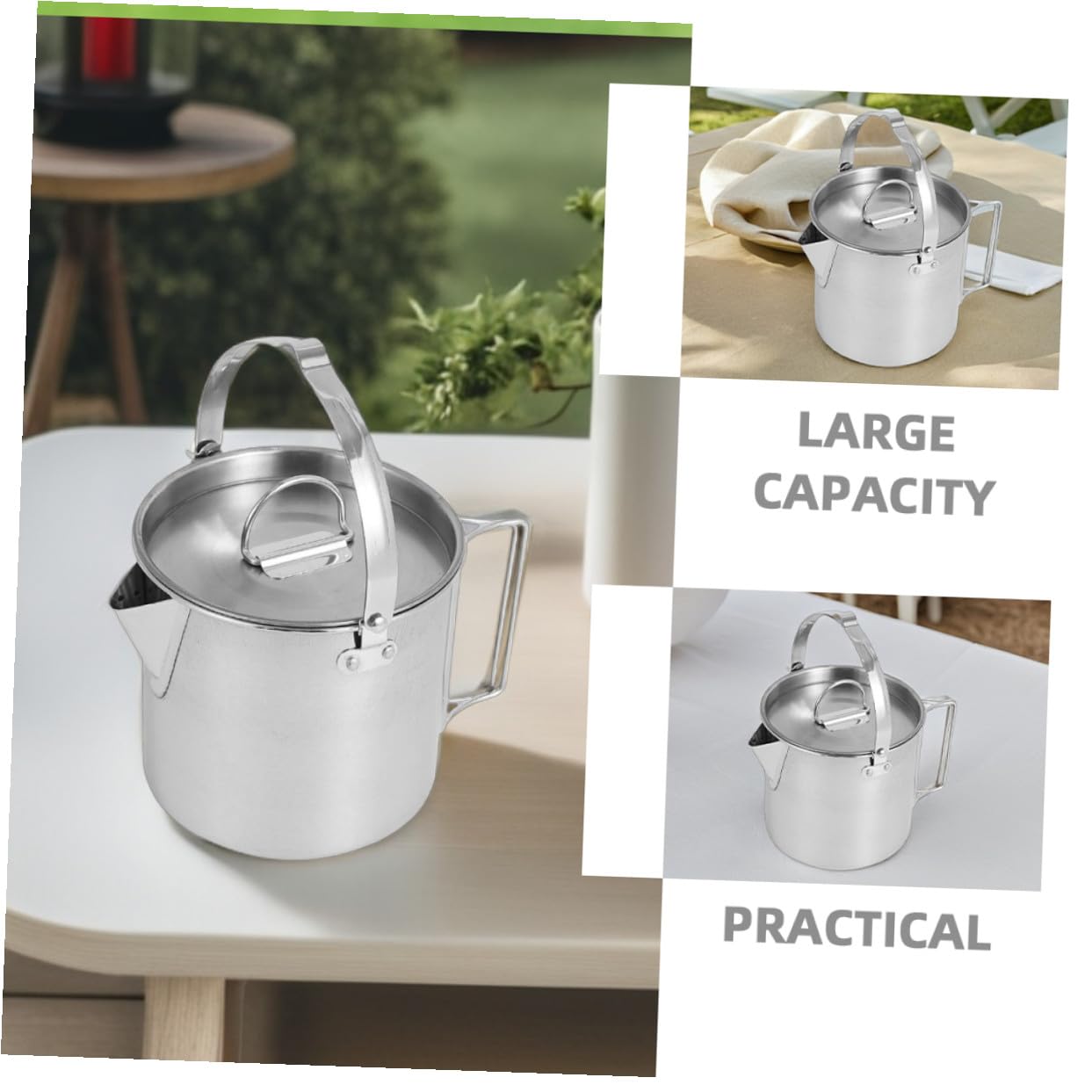 TOYANDONA Hervidor De Agua Para Exteriores De Tetera De Acero Inoxidable Para Camping Senderismo y Picnic Calentamiento Rápido
