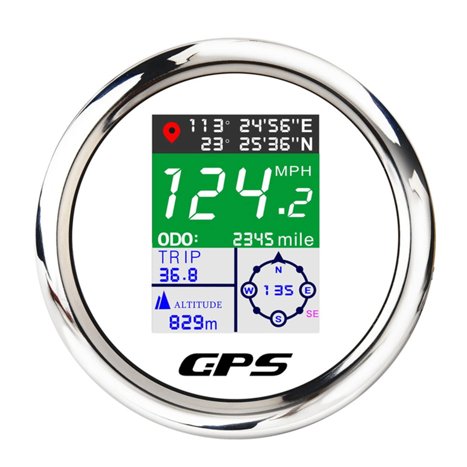 85mm Velocímetro GPS TFT Ajustable Mph Nudos Km/h Velocímetro odómetro digital con antena GPS para Barco Coche Autocaravana RV