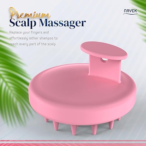 Miniatura 3 de NAYEK Masajeador de cuero cabelludo de silicona rosa para el crecimiento del cabello, limpiador para cabello sano con cerdas de silicona suaves para