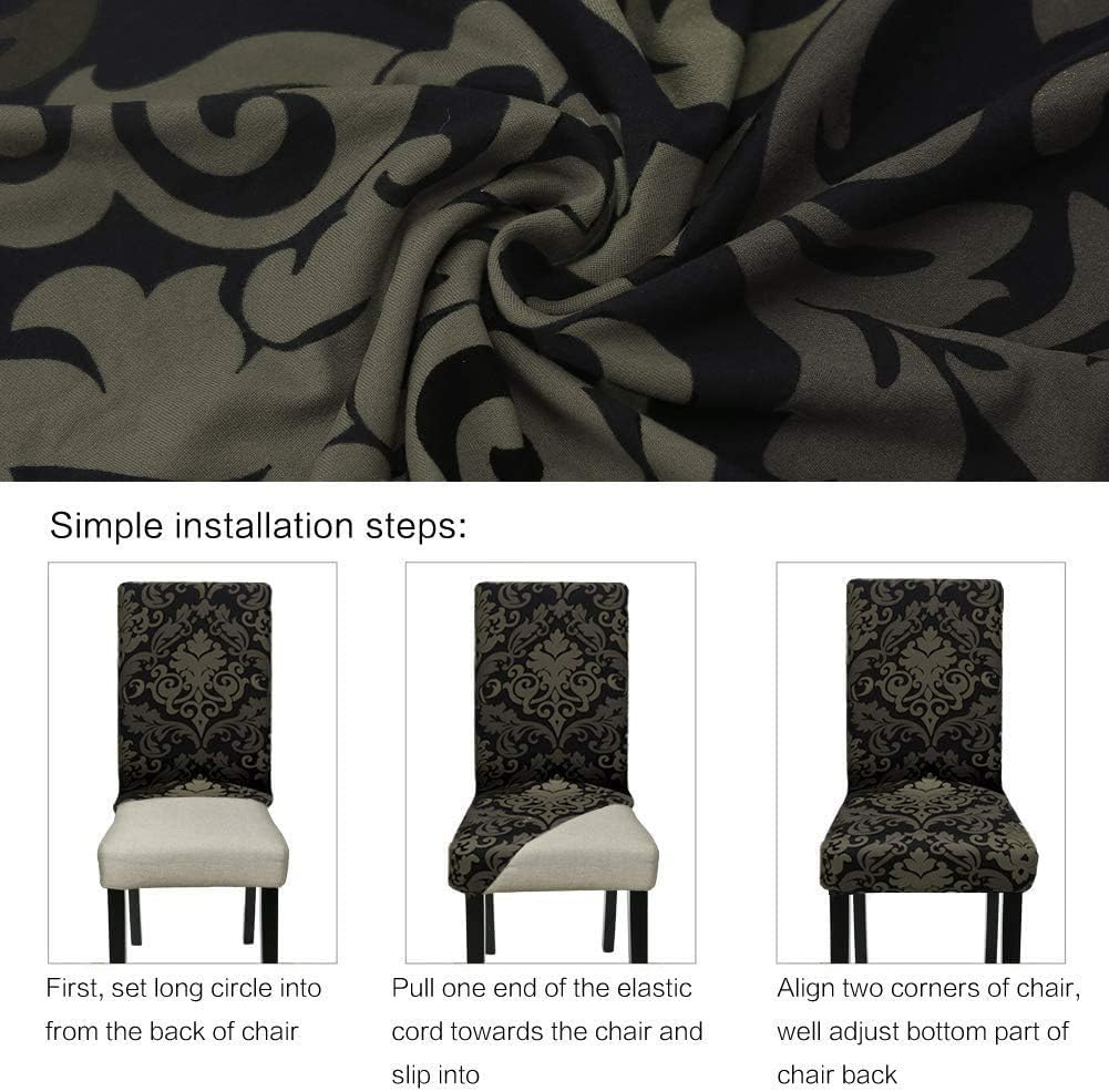 KELUINA Printing Fabric Stretch XL Chair Covers for Dining Chairs 2/4/6 Pcs Elastic Large Chair Slipcover for Dining Room Wedding Banquet Party Decoration (Multi-2 - Image 3