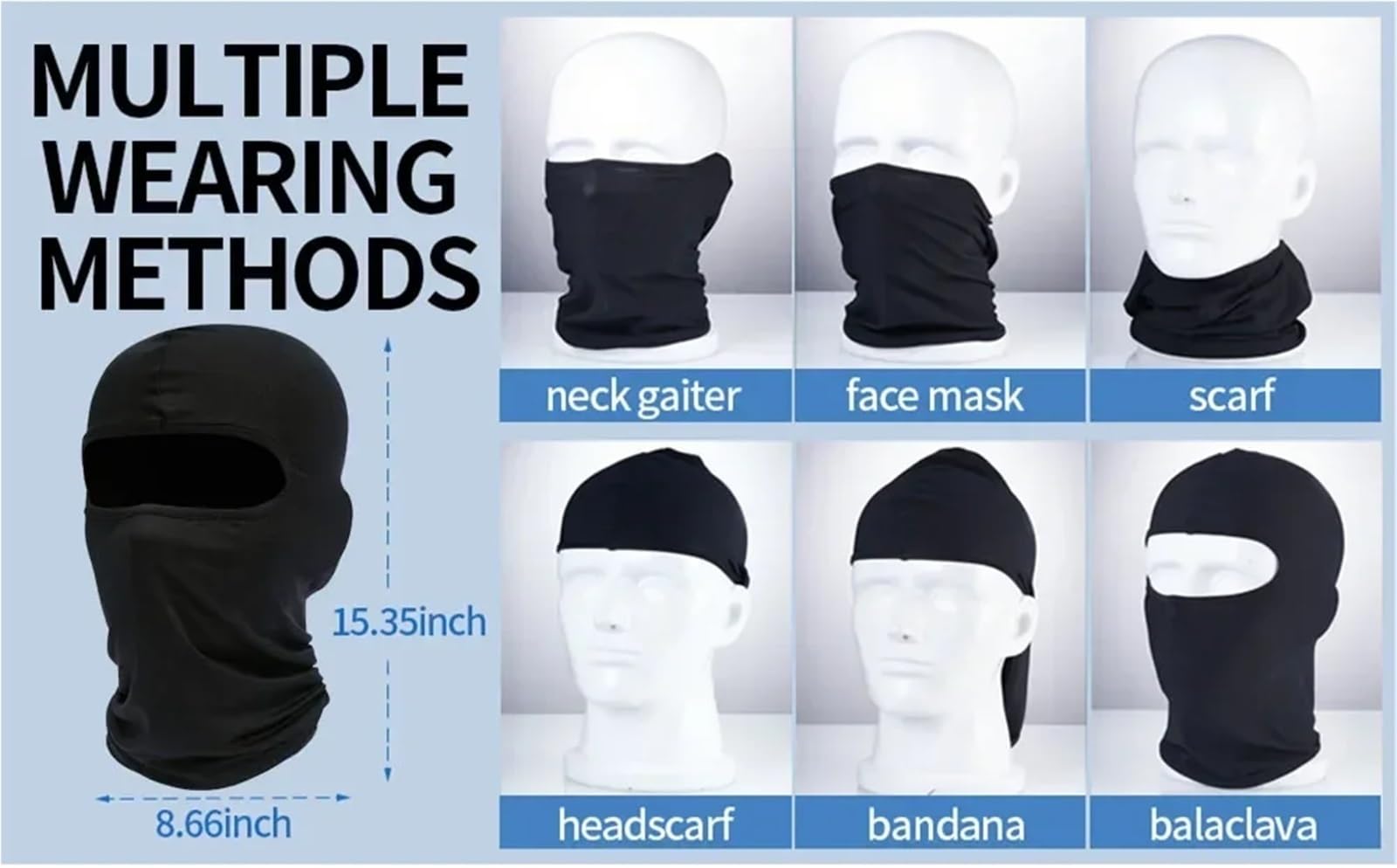 Pasamontañas 2 uds máscara de esquí for hombres máscara facial completa pasamontañas máscaras de esquí que cubren la polaina del cuello cubierta protectora de la cabeza for motocicletas hombres y muje