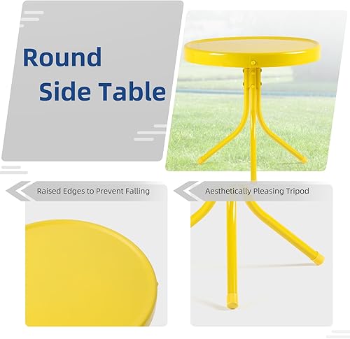 Miniatura 5 de Patio Bistro - Juego de asientos de metal retro para exteriores, juego de conversación de 3 piezas, 2 sillones de movimiento con resorte en C y mesa