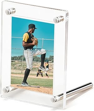 Acrylic Trading Card Display Frame, Desktop Case with Metal Screws, Clear Protector Holder for Collectible Gaming Cards, Sports Cards, Baseball Basketball Football Cards & Mini Photo 1-Slot