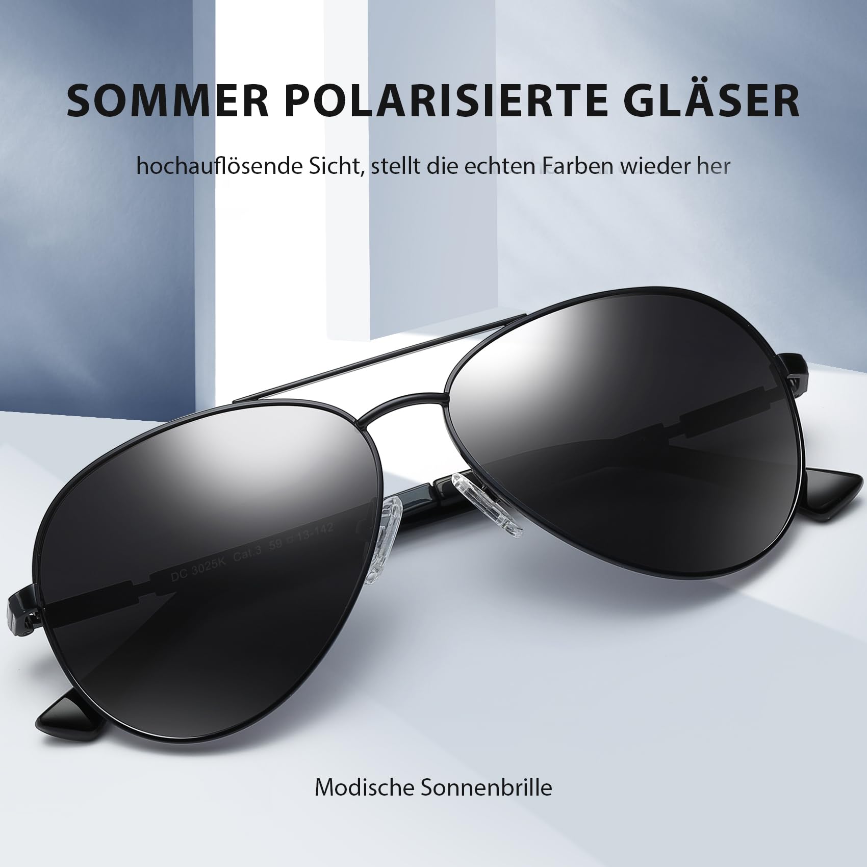 DUCO Sonnenbrillen Für Herren Pilotenbrille Polarisiert Herren Sonnenbrille Damen Fliegerbrille Retro Metallrahmen Unisex Piloten Flieger UV400 Verspiegelt Pilot 3025K