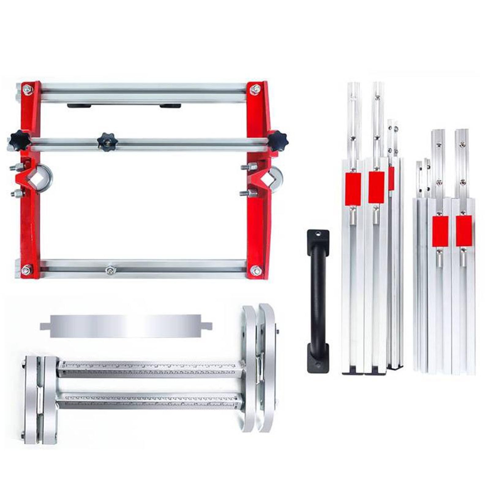 Fockety Molino de Motosierra, Aserradero Portátil de Construcción de Aleación de Aluminio con Barra Ajustable de 14 36 Pulgadas, Kit de Molino de Motosierra con Deslizante y 4 Cuñas para Troncos para