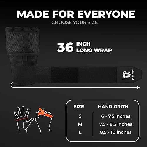 Miniatura 2 de FIGHTR Premium Gel Inner Gloves - Quick Wrapping & More Stability  Gel Hand Wraps for Boxing, MMA, Muay Thai, & Martial Arts  with Long Wrist Wrap