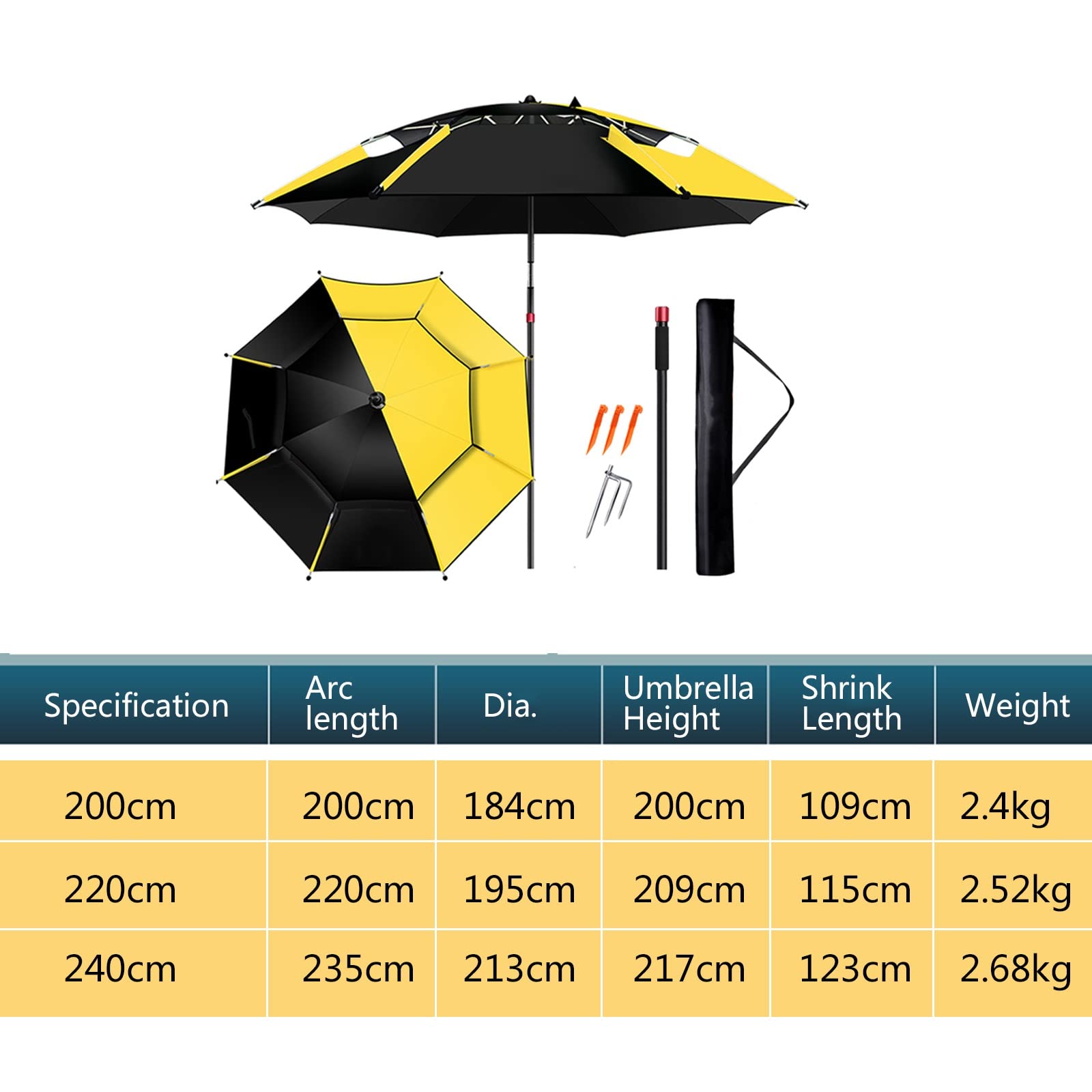 Parasol ogrodowy Parasol Zewnętrzna osłona przeciwsłoneczna Parasole wędkarskie, Możliwość kąpieli pod prysznicem, Ochrona przed słońcem, Obrotowy o 360°, Z ulepszonym słupkiem pod parasolem,