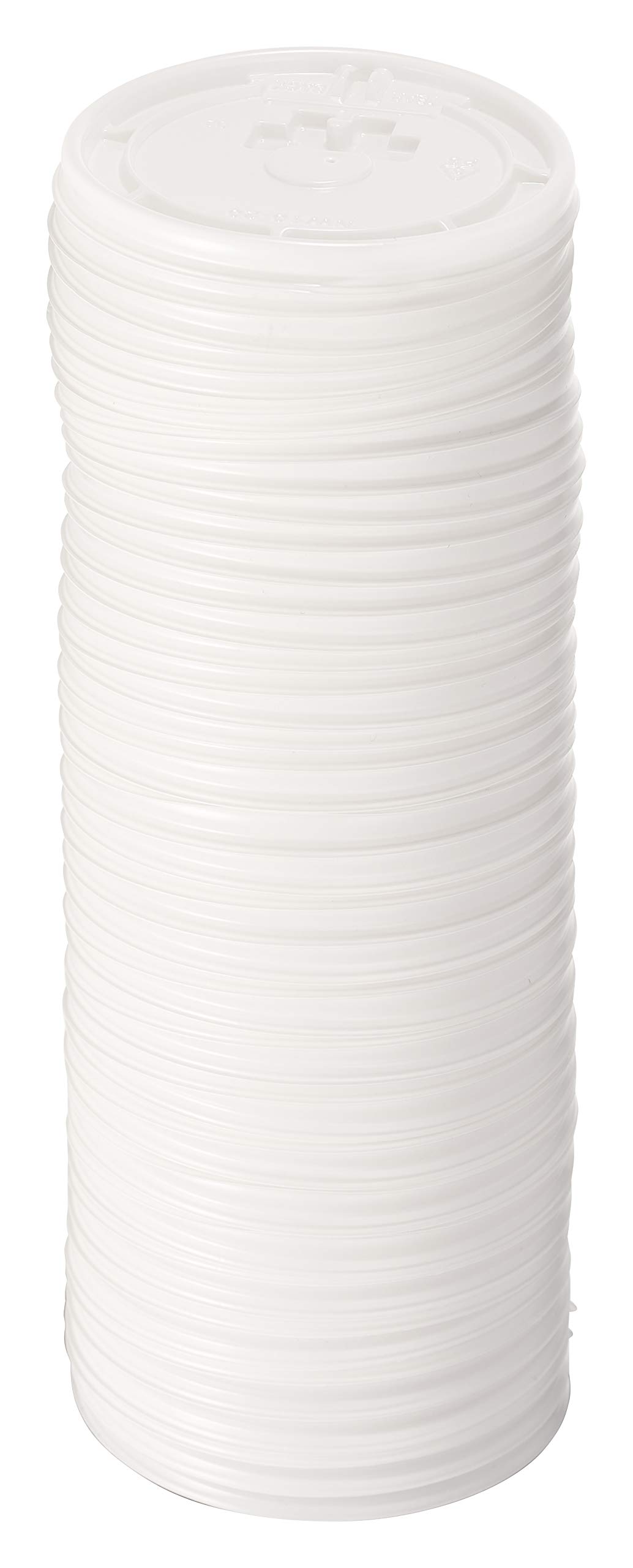 EcoQuality 100 Pack White Flat Tear Back Lids for Disposable Paper Coffee Cups - Universal Size Fits 10,12,16,20oz - BPA Free - Snap Closure - Plastic Material - White Color