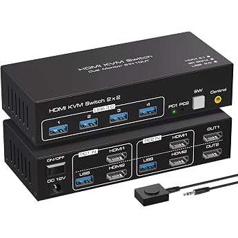 VPFET 4K120Hz HDMI KVM Switch 2 PC 2 Monitore 8K60Hz KVM Switches HDMI f r 2 Computer 2 Monitor mit 4 USB 3.0 Ports Unterst tzung Kopieren und Erweiterte Anzeige und Desktop Steuerung
