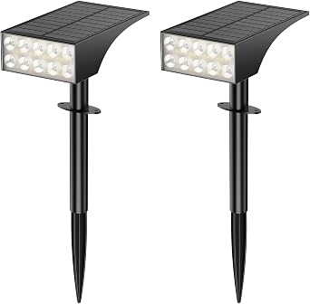 Solar Lights Outdoor Waterproof Ip68, 66 LED 3 Lighting Modes Solar Spotlight Outdoor Auto On/Off LED Bulb, Outdoor Solar Lights Landscape Lighting for Garden, Garden, Pathway, Home, Lawn, Tree