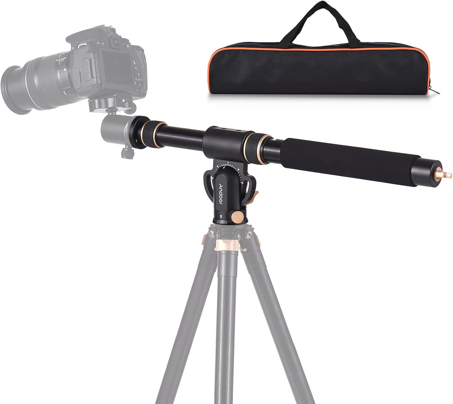 Andoer Universal Tripod Extension Arm Aluminum Alloy Detachable Extender Horizontal Centre Column for Tripod 48-106cm Retractable Tripod Boom Arm with 360° Rotatable Base 5kg Load Capacity