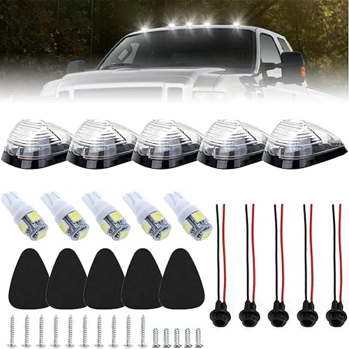 Miniatura 2 de 5 luces transparentes para techo con marcador de cabina 264143AM con 5 bombillas LED blancas T10 compatibles con Ford E150 E250 E350 E450 F150 F250