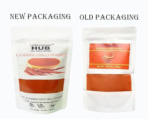 Miniatura 3 de Chile en polvo 100% puro de Cachemira 100 g - 3.53 oz (Deggi Mirch, bajo calor) || Especias indias molidas || Origen indio || Mezcla de especias