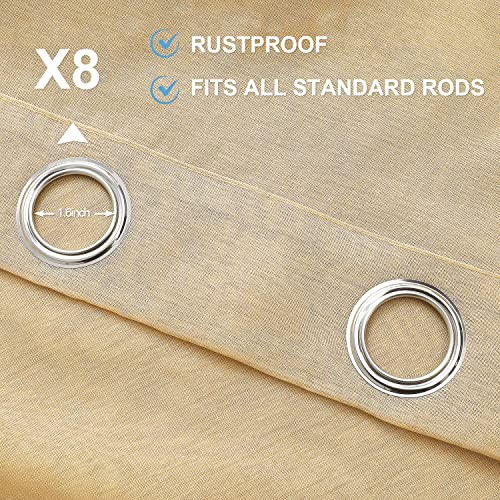 ABCCANOPY Outdoor Patio Sheer Curtains, Breathable Voile Drapes with Grommets for Gazebo, Porch, Pergola, Cabana, Beige, 1 Piece, W54 x L84 Inch - Image 3