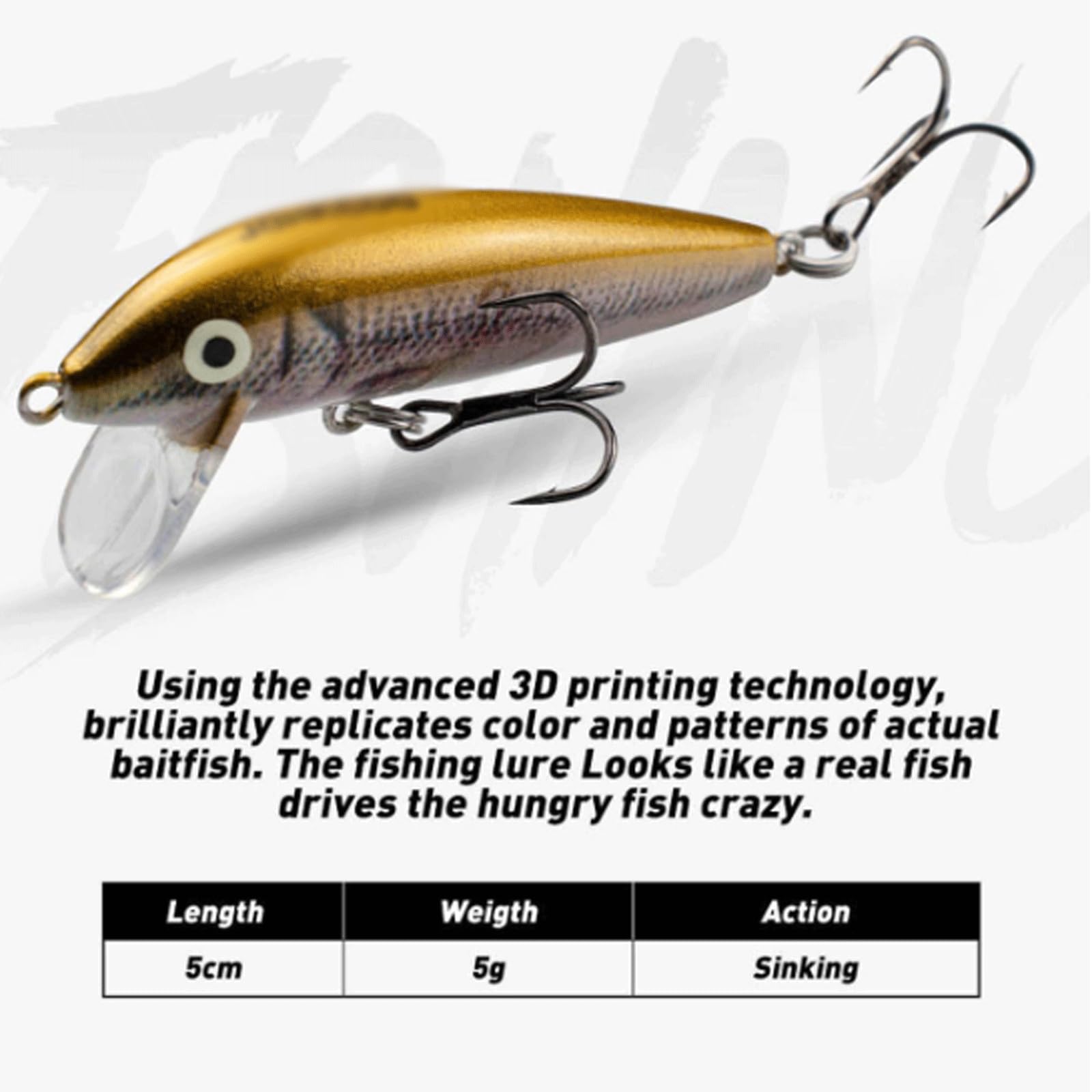 Leurre de pêche, lot de 2, leurre coulant de type minnow, 5 cm, 5 g, appât artificiel pour truite, pour la pêche en rivière et en lac, leurre jerkbait pour la pêche en roche, leurres durs, matériel d