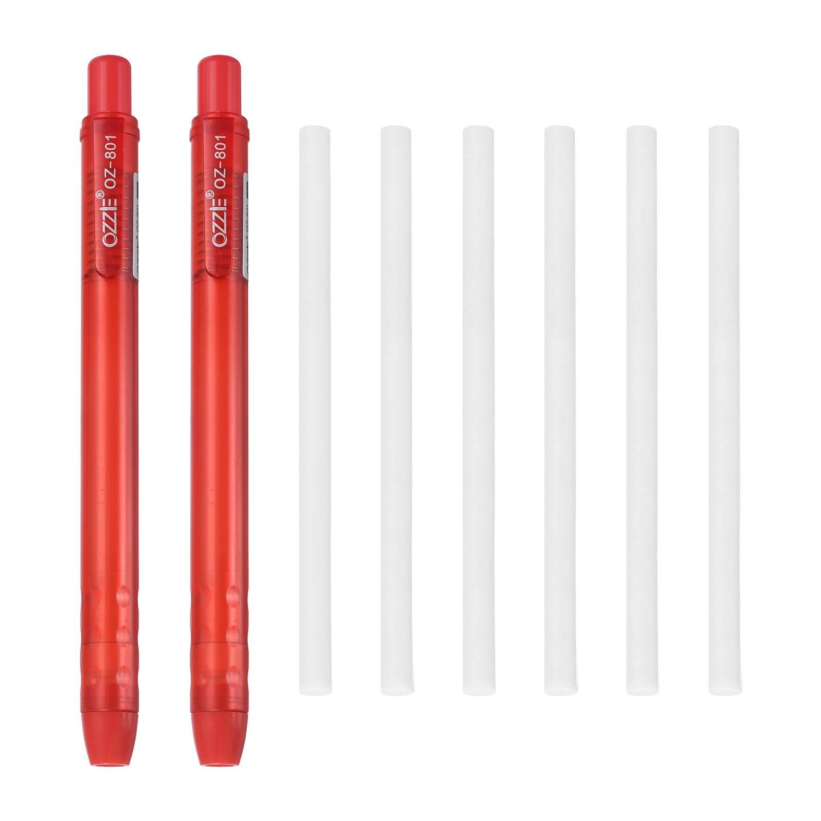 PATIKIL 2+6Pcs Retractable Eraser Pen, Soft Cute Pencil Erasers with 6 Replacement Rubber Refills for Office Home Writing Painting Sketching Artists Teacher Pencils, Red TPE
