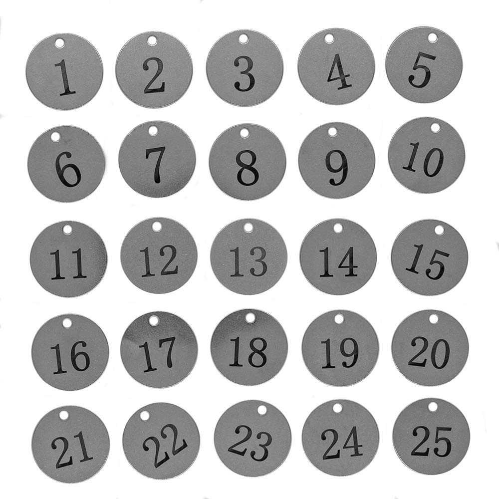 Targhetta metallica con numero identificativo con anello portachiavi (1-25)