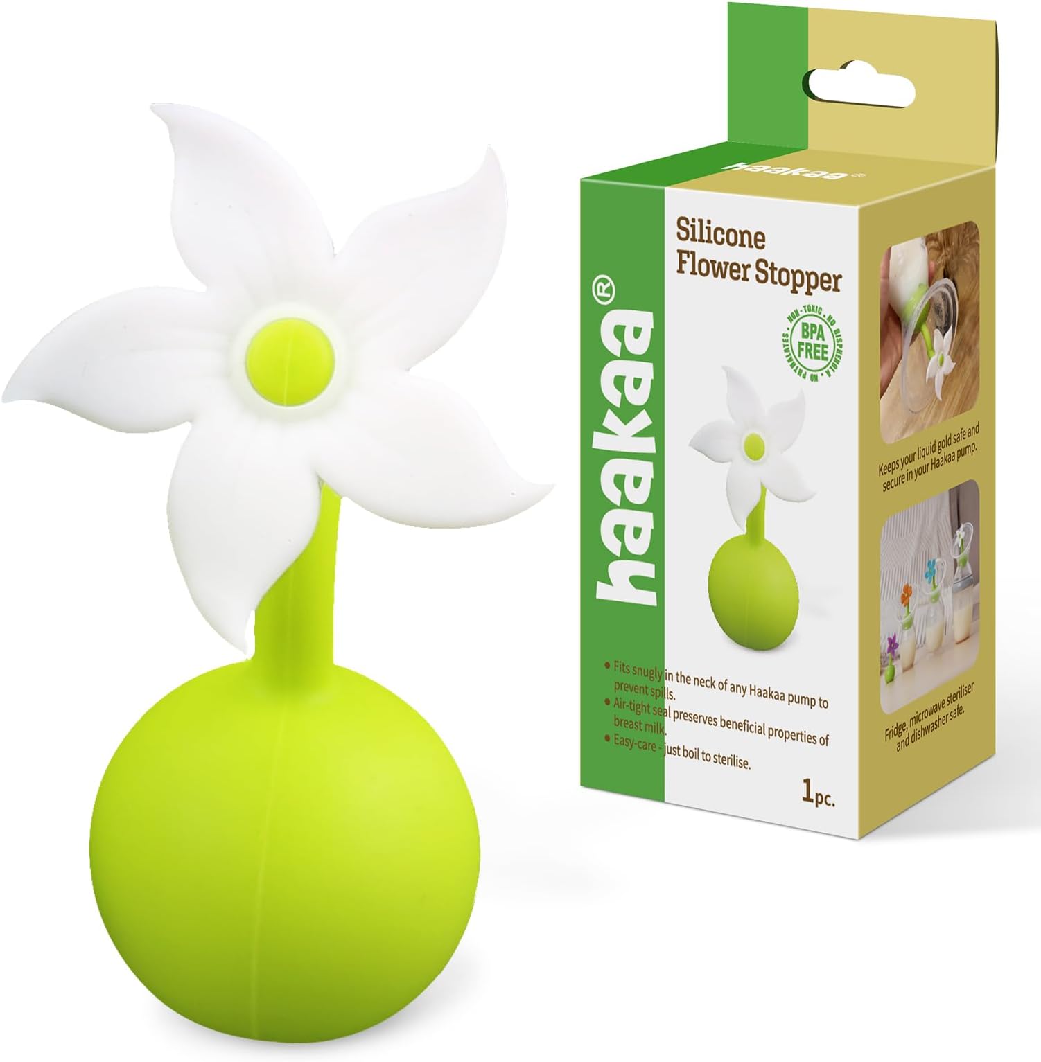 Flower Stopper Breastpump Stopper Manual Breast Pump Silicone Flower Stopper 100% Food Grade Silicone BPA PVC and Phthalate Free 1 pc, White