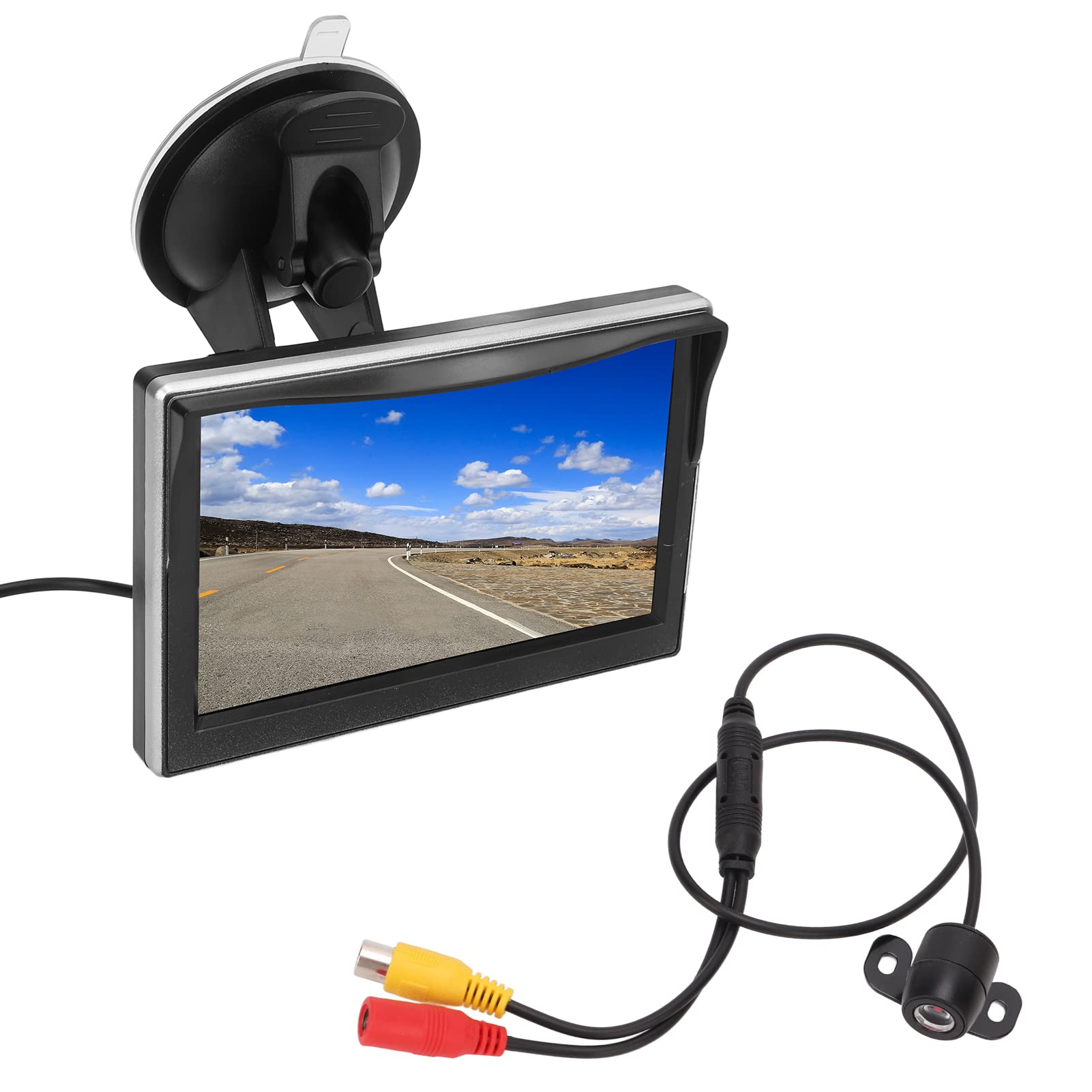 Zestaw Systemowy Kamery Cofania, 5-calowy Monitor Cofania Clear Screen O Wysokiej Rozdzielczości Z Uchwytem Na Przyssawkę, Odporny Na Warunki Pogodowe I Szerokokątny Monitor Wsteczny(B)