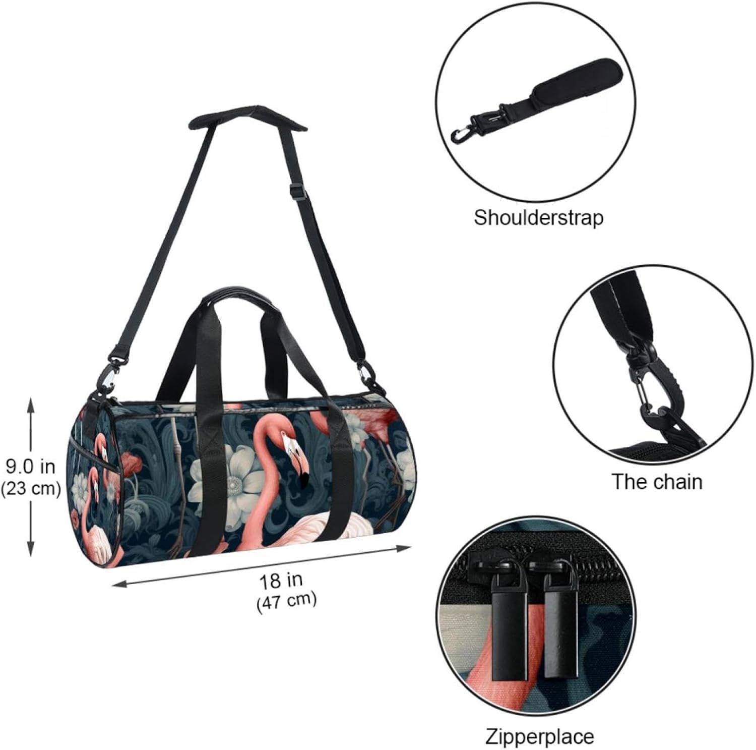 Gym Bags for Men,Travel Duffel Bags for Women,Flamingo and Tropical Plants,Workout Bag