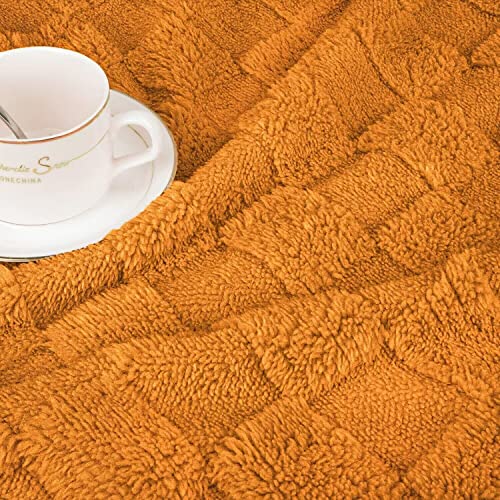 Homritar 3D Gingham Fleece Baby Blanket For Girls Boys Chessboard Grid Warmer Comfort Reversible Shaggy Cozy Decor For Home Bed Blanket For Toddlers 30 X 40 Inches Mustard Yellow #TOP4