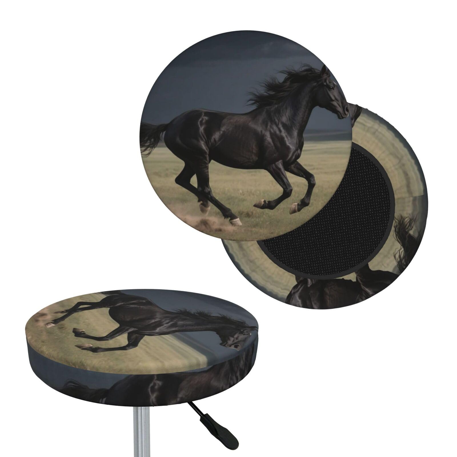 FekiLoot Horse Round Bar Stool Covers Stretch Washable Bar Stool Covers Dustproof Slipcover Bar Chair Covers with Elastic Band for Bar Kitchen Living Room Decor 12 Inch