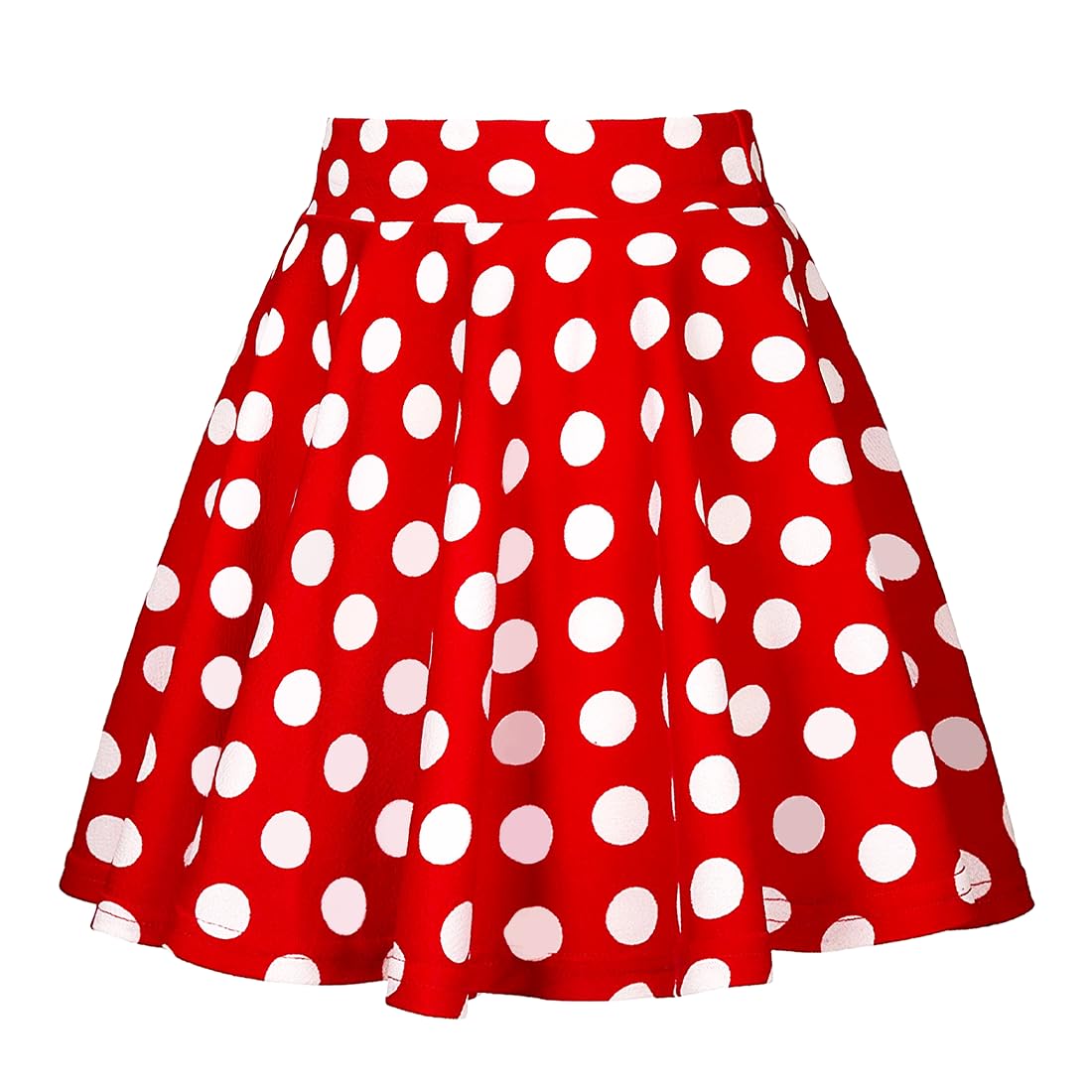 WERFORU Midi-rok voor dames, jaren '50, polkadots, rockabilly, vintage, A- lijn, swing, plooirok met riem, rood, S