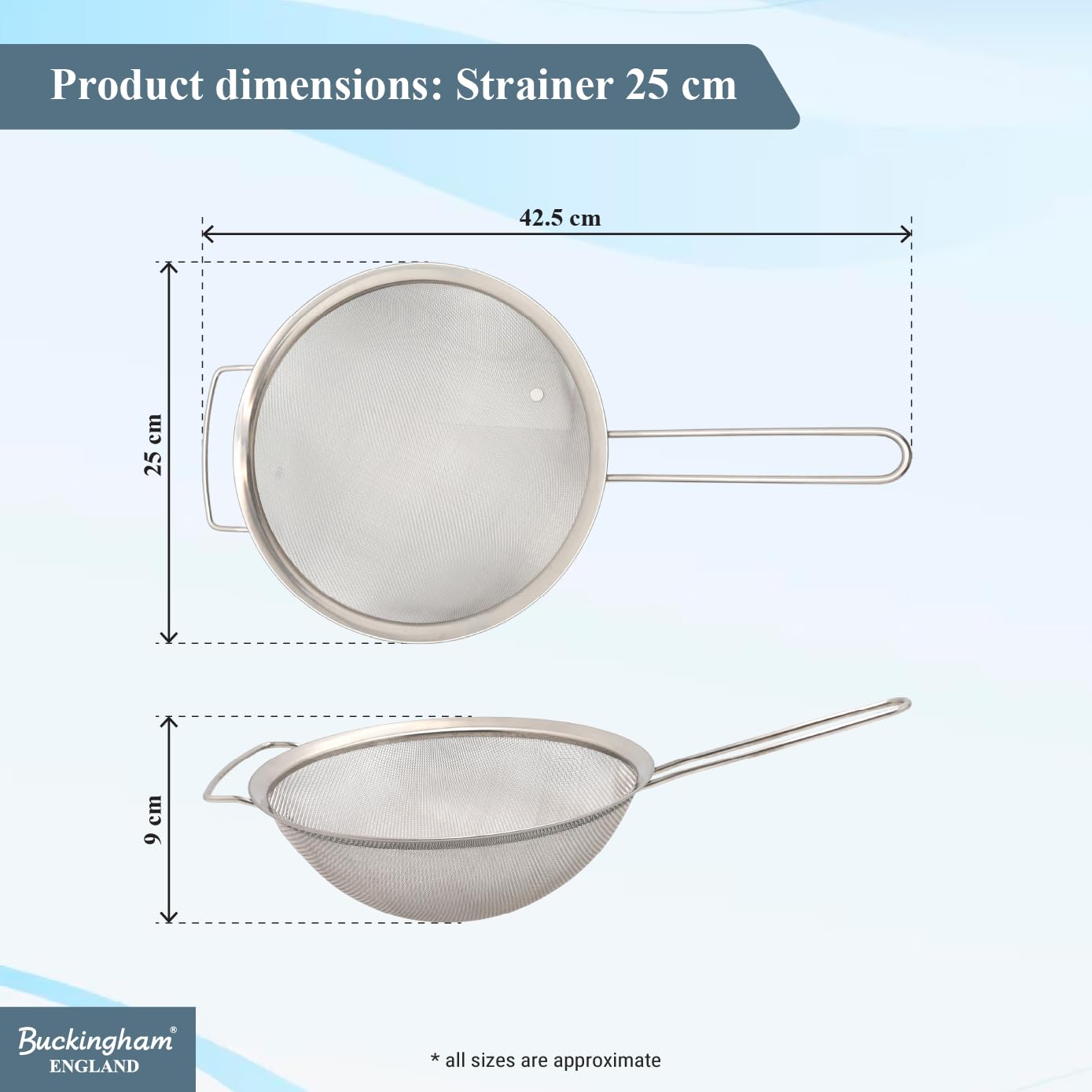 Buckingham Feinmaschiges Edelstahlsieb (25 cm)