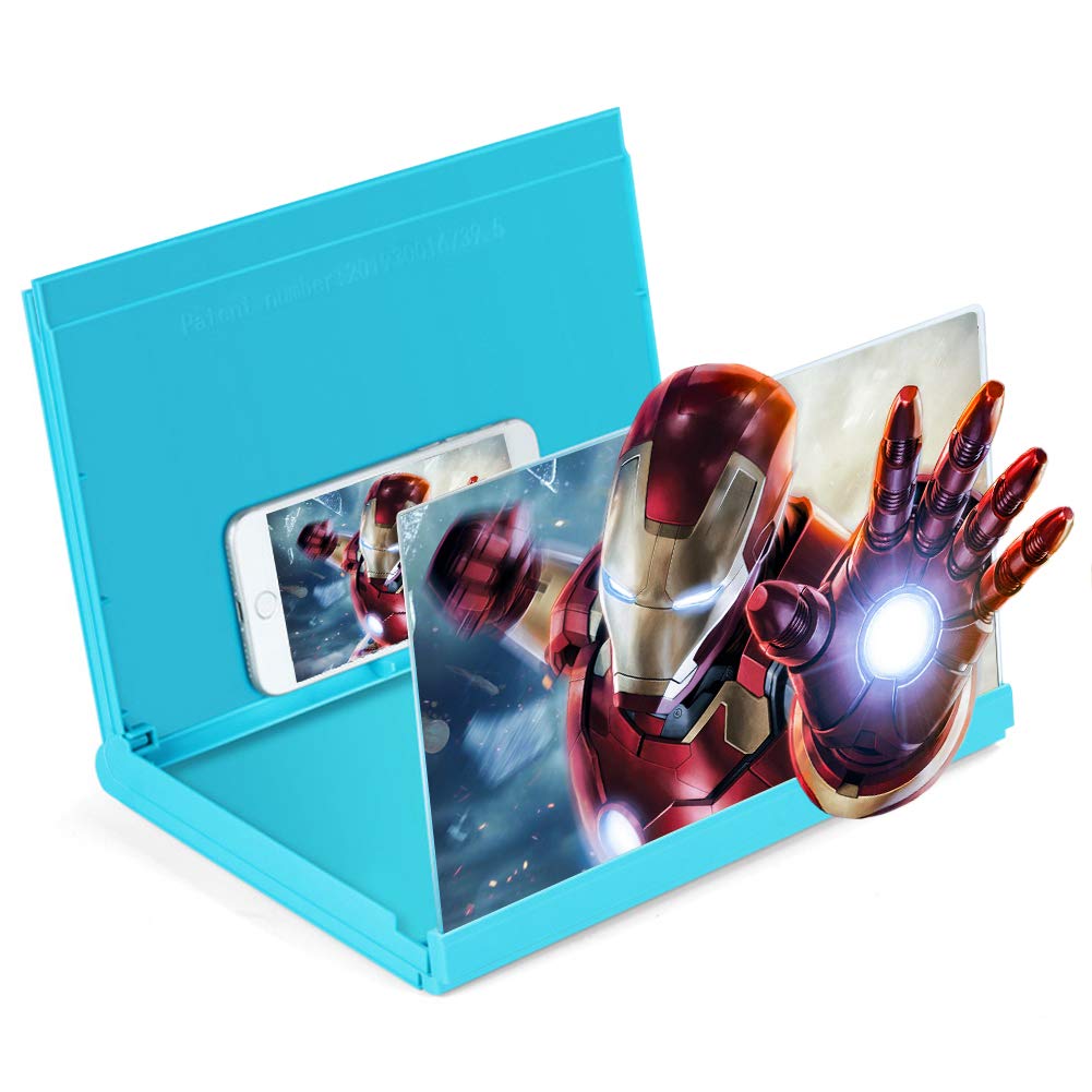 AnCoSoo 14" Screen Magnifier For Mobile Phones-3D HD Screen Magnifier For Movies, Videos And Games-High-Tech Gifts For Men-Compatible With All Smartphones (blue)