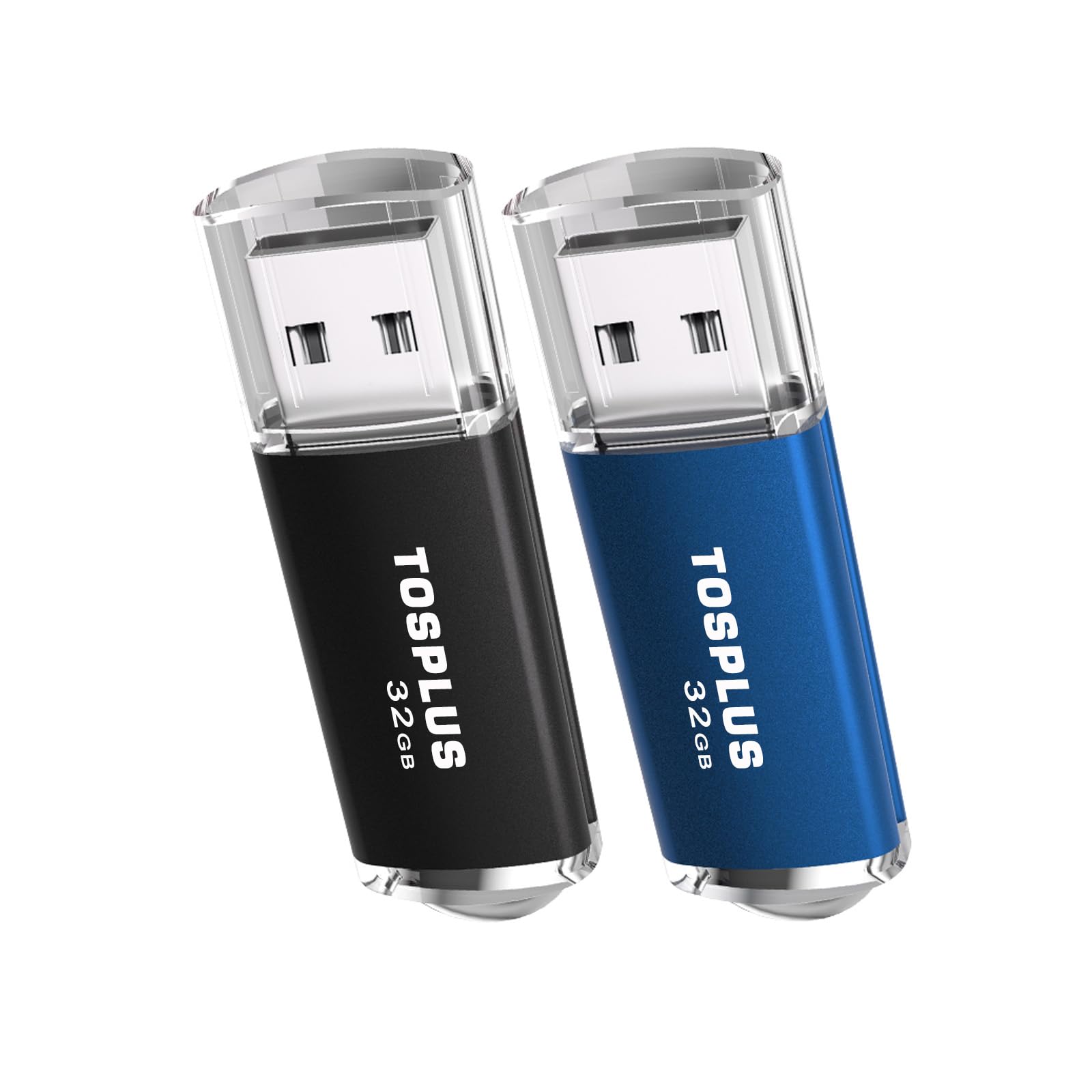 2Pack 32GB USB Flash Drives 32GB Thumb Drives Memory Stick Jump Drive (Black/Blue)