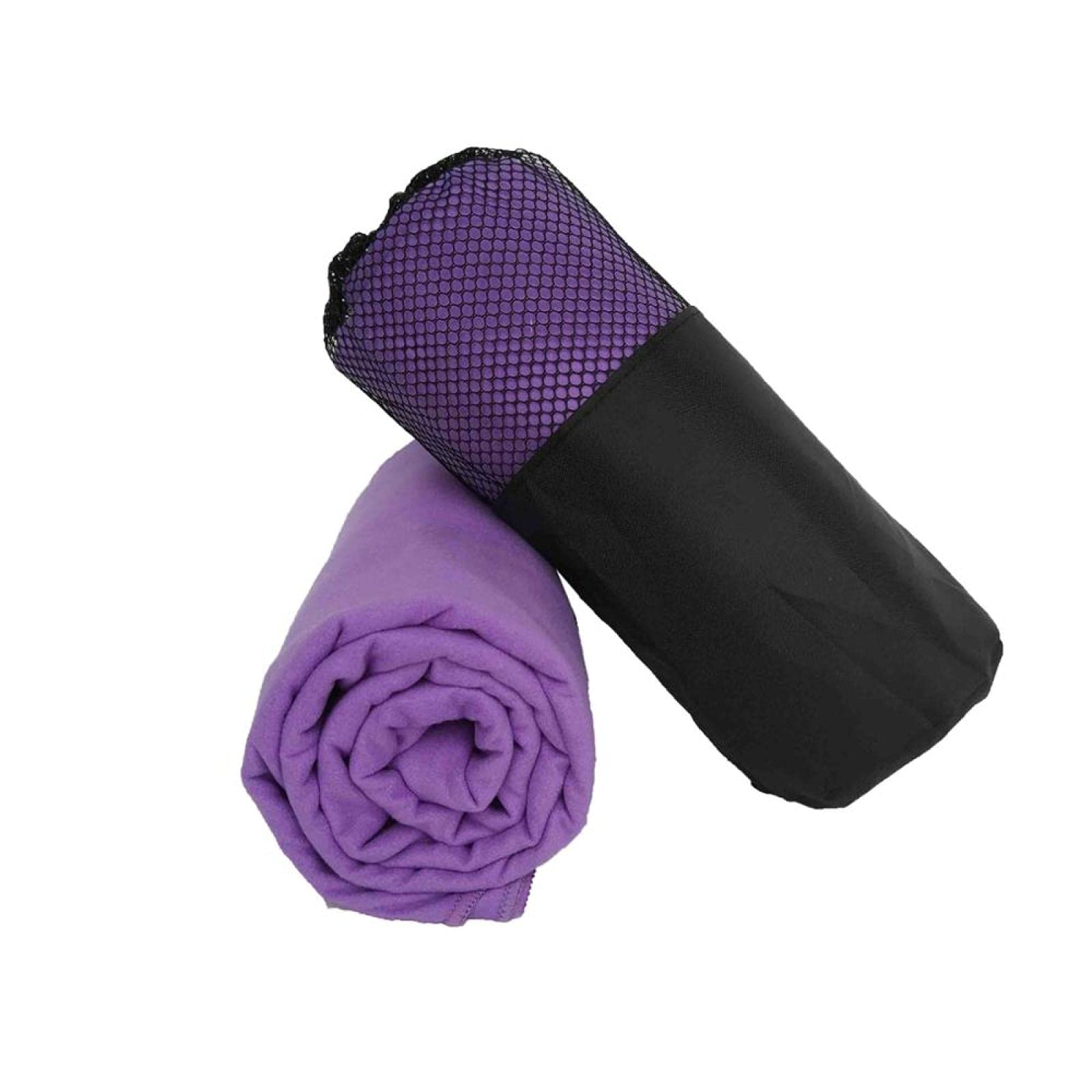 Sporthandtuch, Strandtuch, Mikrofaser, Netztasche, schnelltrocknend, Reisedecke, Schwimmen, Camping, Yogamatte, 80 cm, 160 cm, Violett