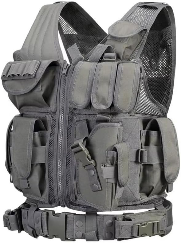 Customizable Tactical Safety Vest with Belt, Level B Anti-Cut Protective Vest with Radio Pouches Adjustable Nylon/Polyester for Tactical Safety Patrol