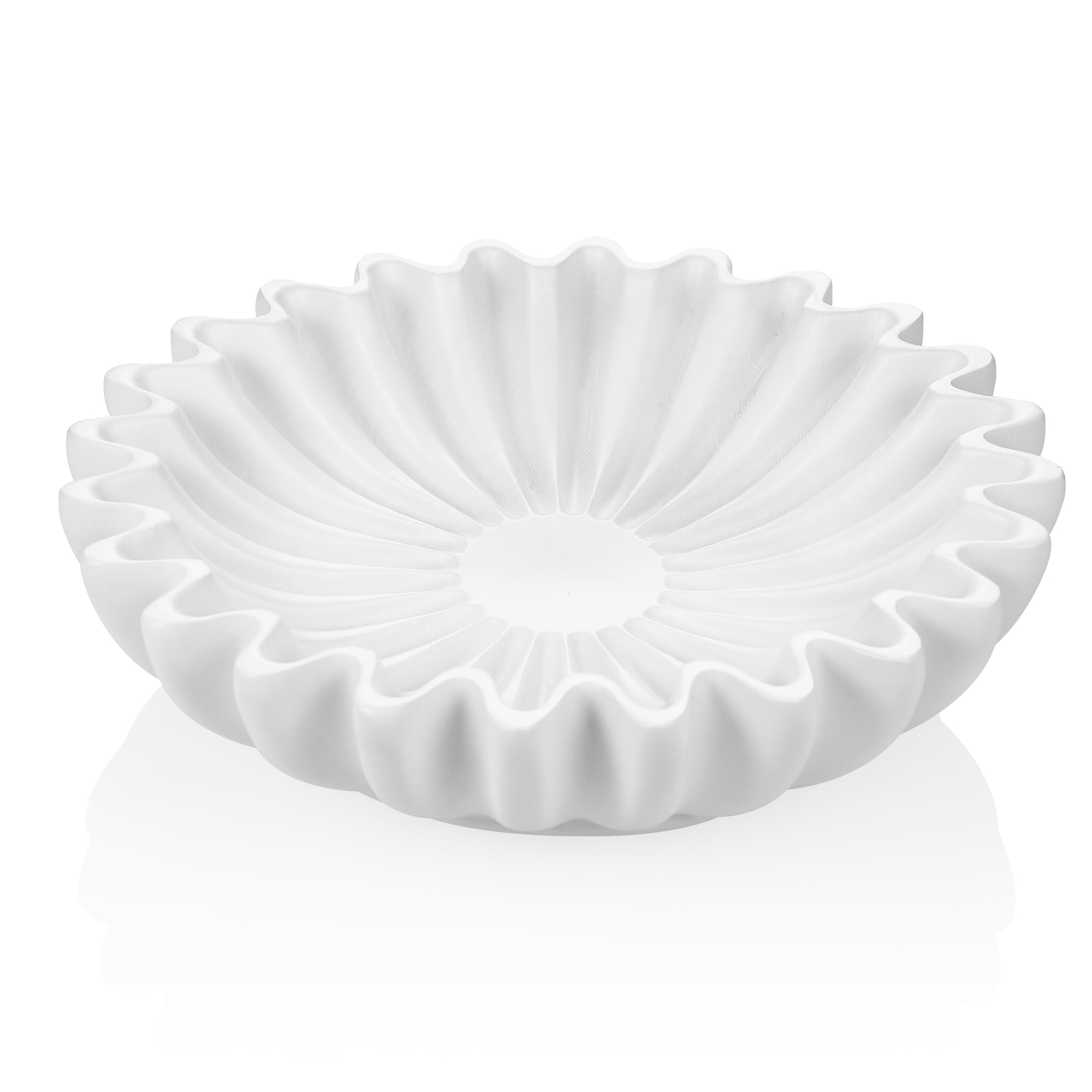 Zocipro Ciotola Decorativa Bianca 23,5 cm con Bordo Lavorato a Mano, Ideale per Frutta, Chiavi o Gioielli. Perfetta per Tavolo e Soggiorno, Regalo per Casa Nuova o Matrimonio