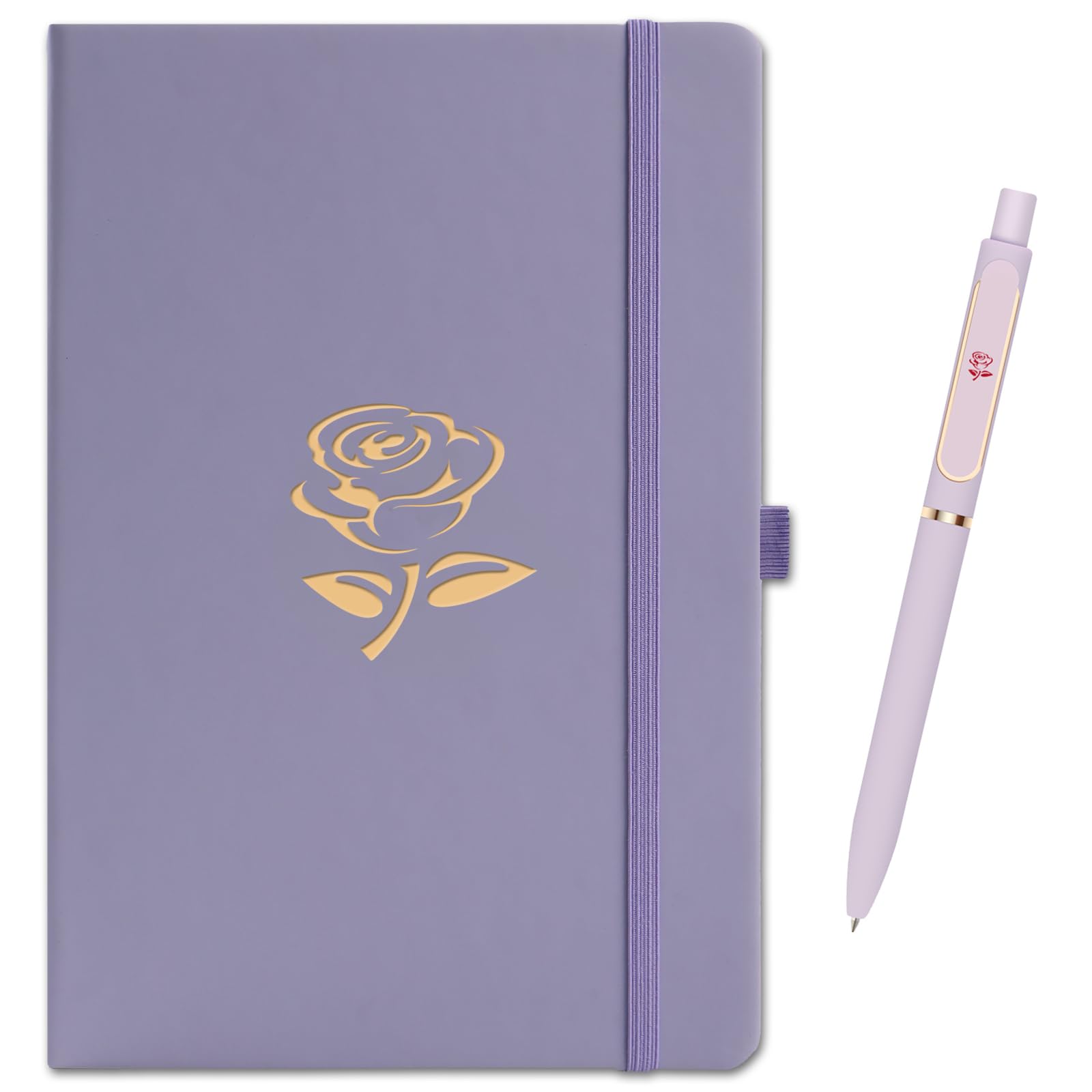 LRANKAI A5 Lined Journal Notebook with Pen for Girls Women, Purple