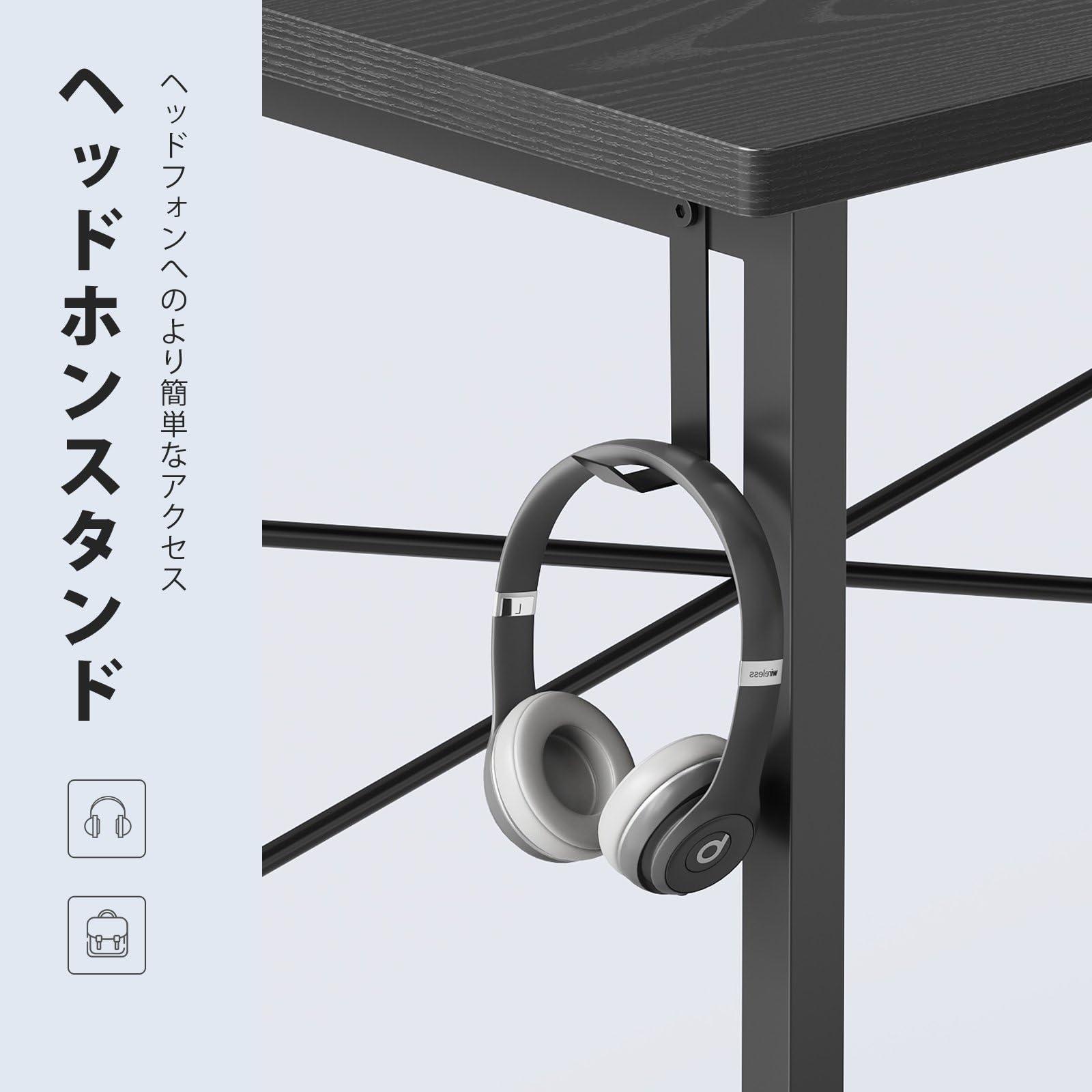 Amazon YeTom ミニデスク 机 パソコンデスク pcデスク 幅60cm シンプル勉強机 黒い 簡易デスク テーブル つくえ 小さい フック付き学習机 モニターアーム取付対応 組立簡単 テレワーク 学習机 desk パソコンデスク 文房具・オフィス用品
