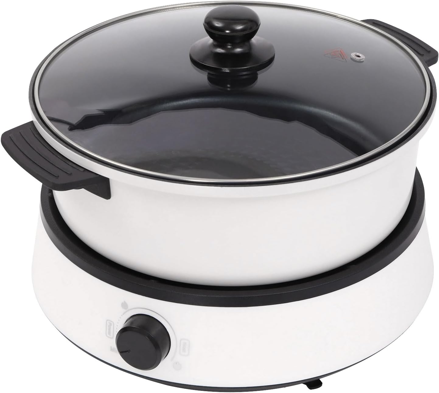 1350W Electric Hot Pot with Non-Stick Coating – 4L Multi-Cooker for Fondue, Frying & Stewing,180-280°C Adjustable Temperature,Diameter 27.4cm/10.79in,Capacity 4L/4.23Qt (White/Green) (White)