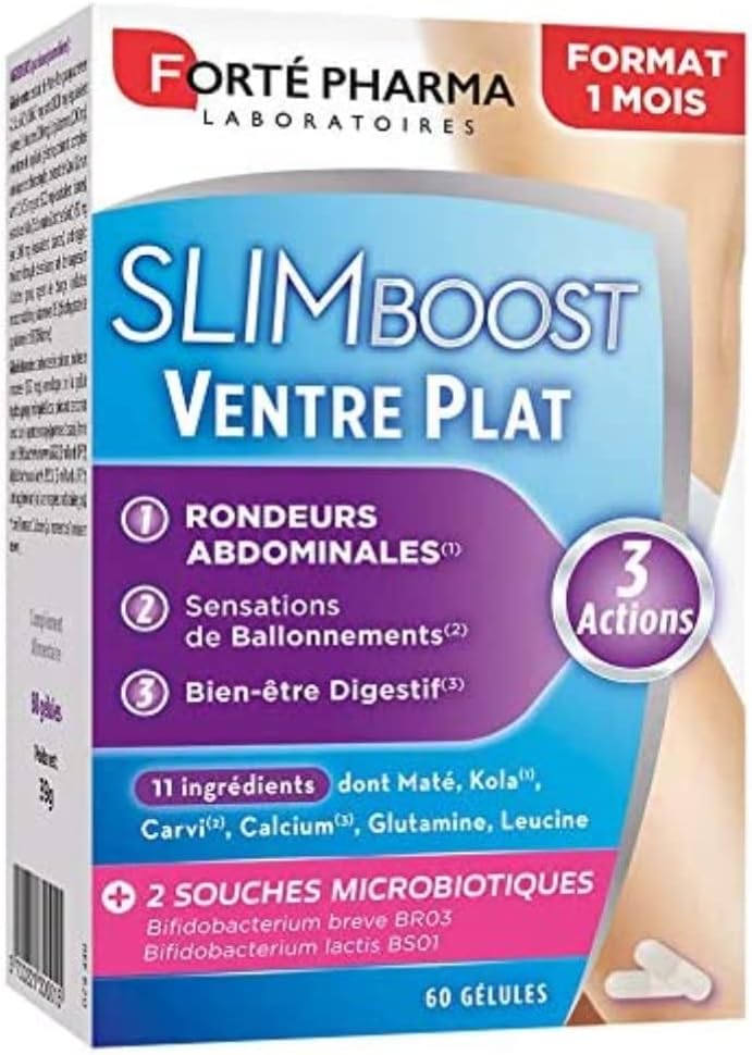 Forté Pharma - SlimBoost Ventre Plat | Complément Alimentaire Brûleur de Graisses à base de souches microbiotiques | 60 gélules = 1 mois