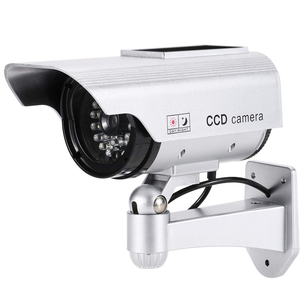 Festnight Simulation Bullet Camera Solar Powered Fake Dummy Rainproof Security System with LED Light for Indoor Outdoor Use, Park, Parking Lot,-image-43