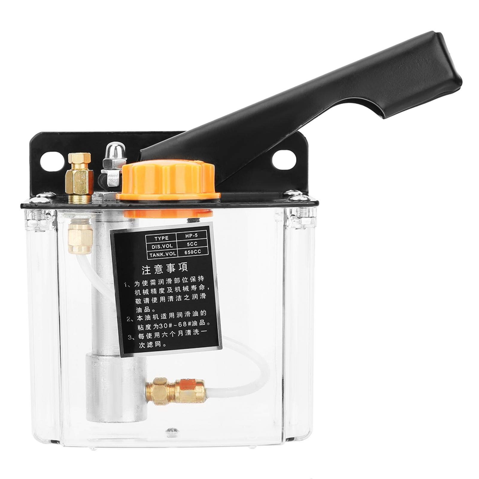 Manual Lubricating Oil Pump 650CC 4mm Right Hand Operated Lubrication Oiler for CNC Punching Lathe Cutting Milling Machine (HP-5R)