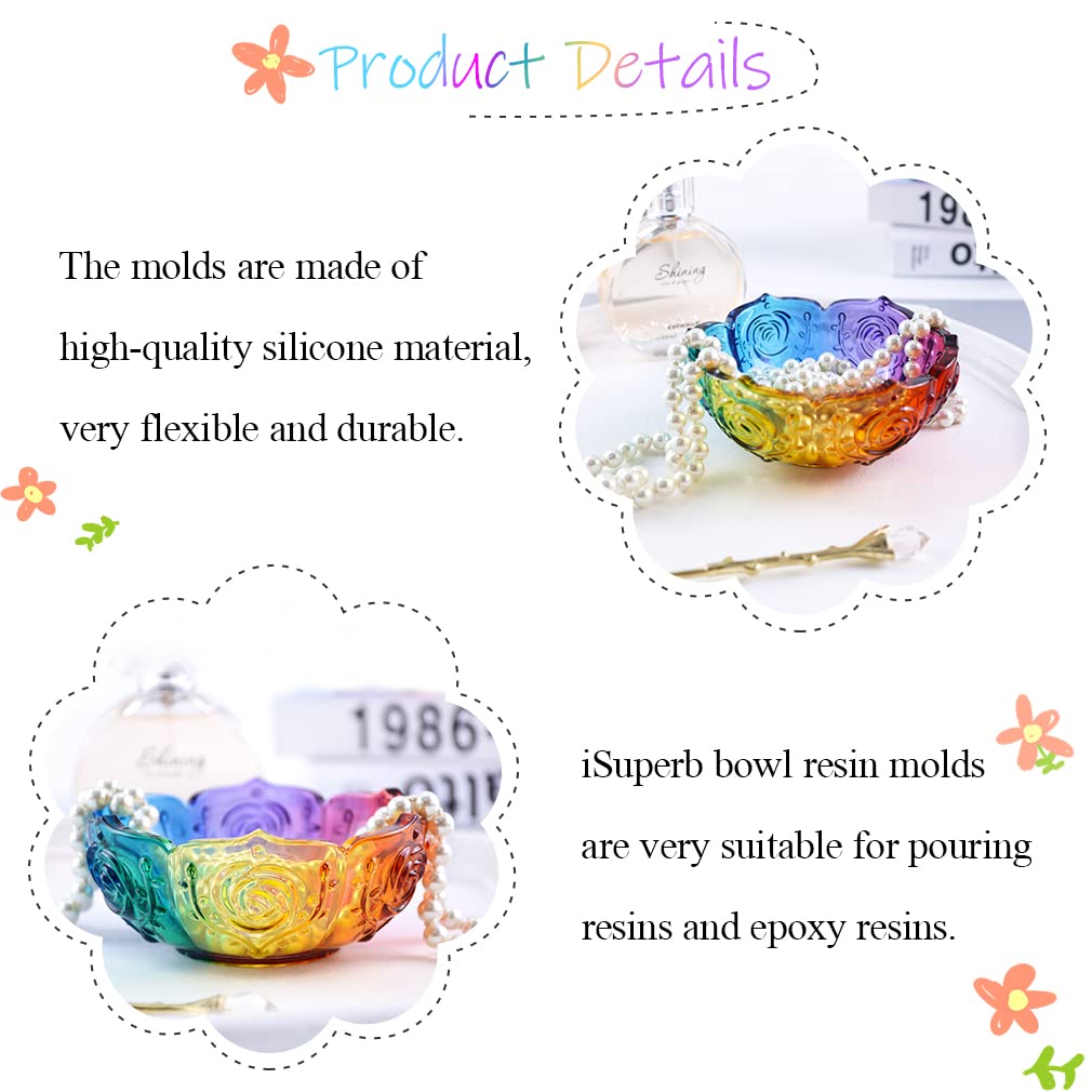 Molde De Silicona Para Joyería De Flores, Molde De Silicona Para Fundición De Resina, Cuenco De Baratija, Soporte Para Velas De Té Para Manualidades, Arte De Resina De 4.5 X 4.5