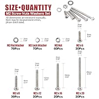 Vista 2 de Hilitchi Kit surtido de 300 piezas M2 Phillips de cabeza cacerola, tornillos de tuerca y cerradura de tuerca, arandelas planas, acero inoxidable 304